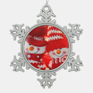 Zinn-Schneeflocke-Verzierungs-/Schneemann-Paare Schneeflocken Zinn-Ornament