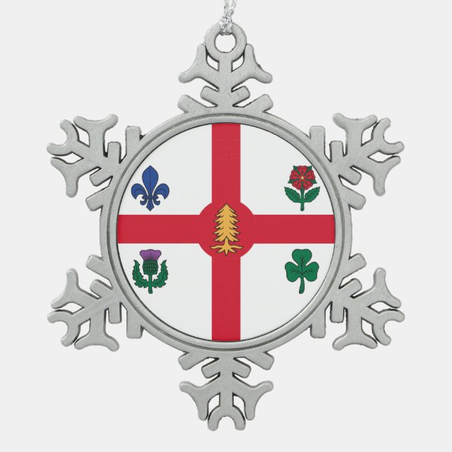 Zinn-Schneeflocken-Ornament mit der Flagge von Mon Schneeflocken Zinn-Ornament (Vorderseite)