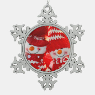 Zinn-Schneeflocken-Ornament/Schneemann Glückliches Schneeflocken Zinn-Ornament
