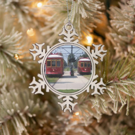 Zinn-Schneeflocken-Straßenbahnen zu Weihnachten Schneeflocken Zinn-Ornament