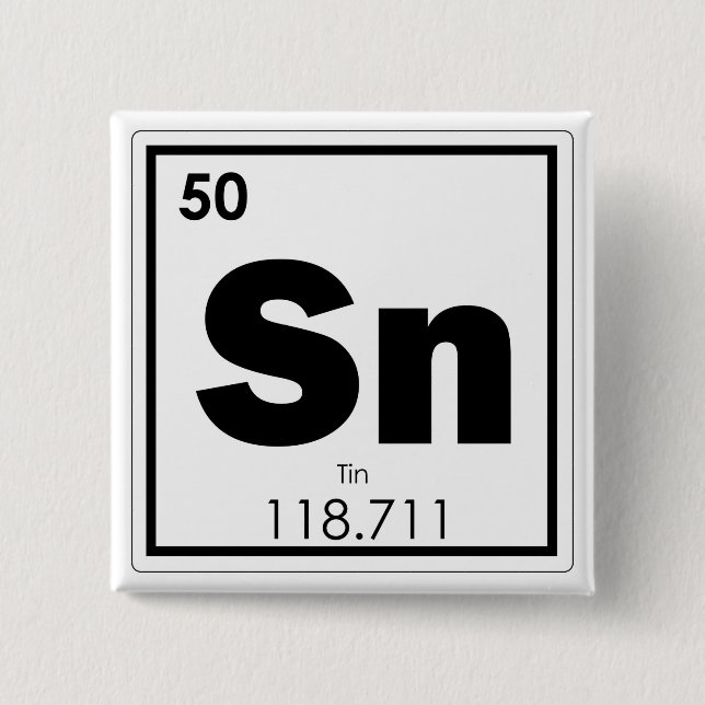 Zinn-Symbol-Chemieformel Geek Button (Vorderseite)