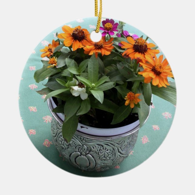 Zinn-Topf-Gänseblümchen Keramikornament (Vorne)