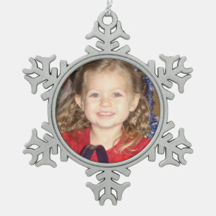 Zinn-Weihnachtsschmuck mit individuellem Foto Schneeflocken Zinn-Ornament
