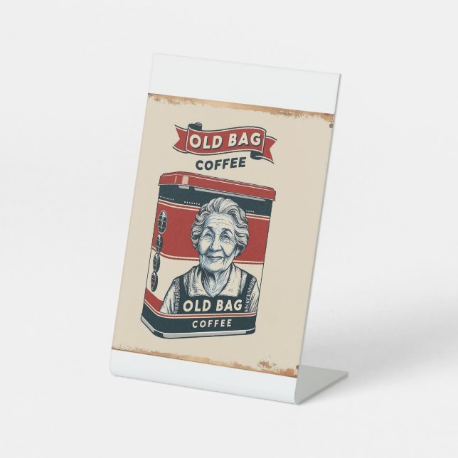 Zinn-Werbezeichen für alten Beutel-Kaffee Sockelschild (Vorderseite)