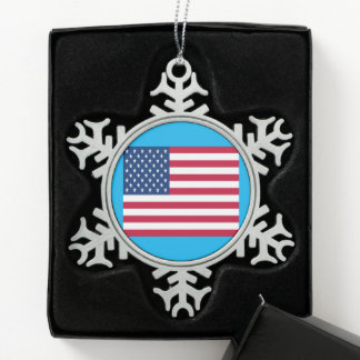 Zinnene Weihnachts-Schneeflocke Amerikanische Flag Schneeflocken Zinn-Ornament