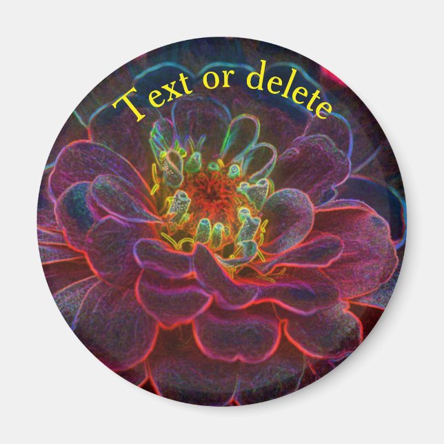 Zinnia Abstrakte Blumenkunst Personalisiert Magnet (Vorne)