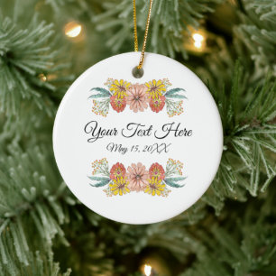 Zinnia Art Zeichnend - Benutzerdefinierter Text Keramik Ornament