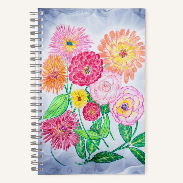 Zinnia Blume Kunst, Dichtung und Musik Notizbuch (Vorderseite)
