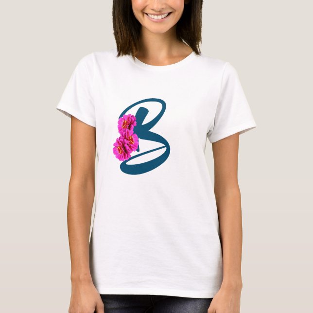 Zinnia Blume Monogramm Initial-B-T - Shirt (Vorderseite)