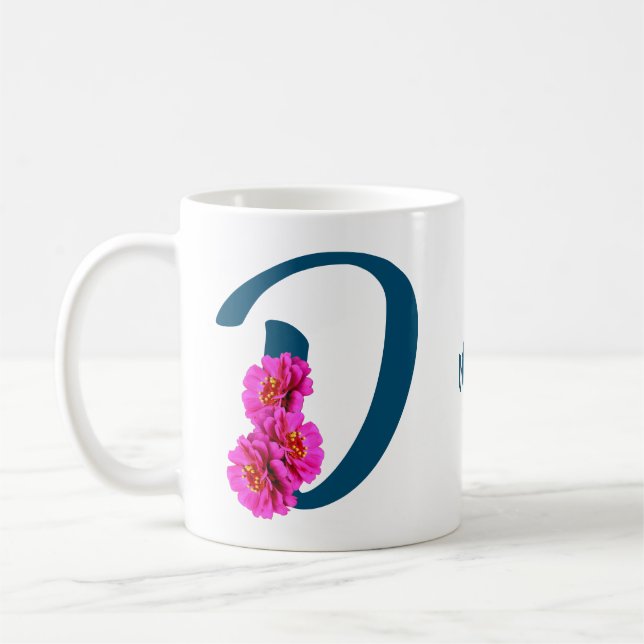 Zinnia Blume Monogramm Initial D Ihr Name Kaffeetasse (Links)