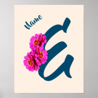 Zinnia Blume Monogramm Initial E Ihr Name