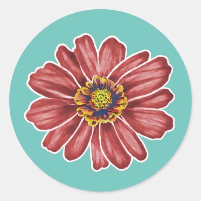 Zinnia-Blume Runder Aufkleber (Vorderseite)
