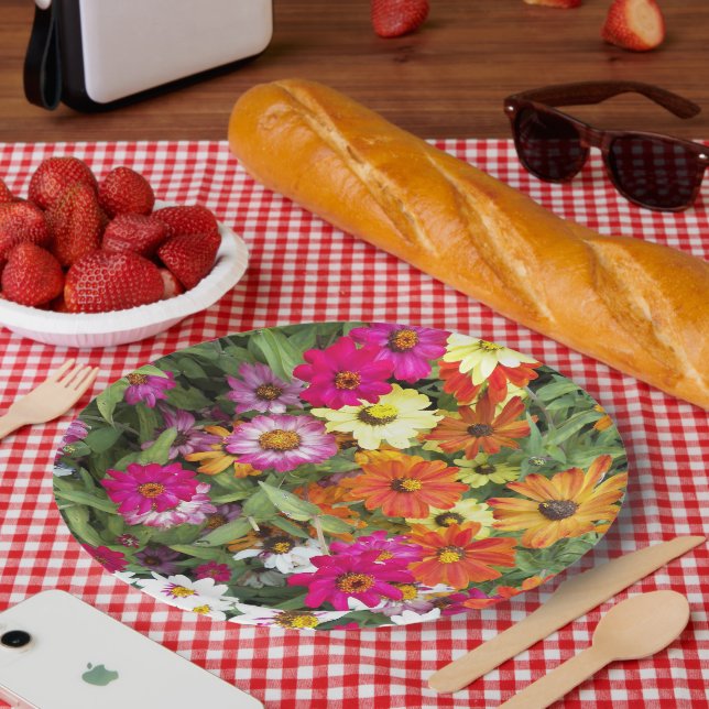 Zinnia Blumengarten Pappteller (Picknick)