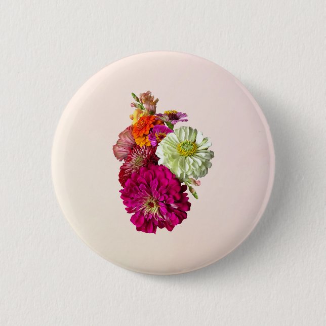Zinnia Bouquet Mixed Colors Button (Vorderseite)
