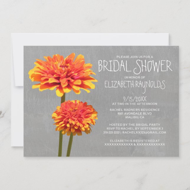 Zinnia Bridal Dusche Einladungen (Vorderseite)