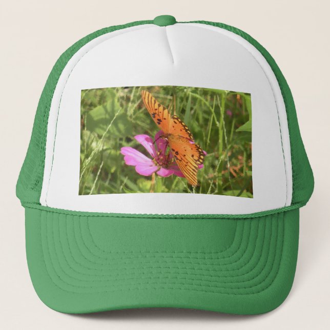 Zinnia & Butterfly Hat Truckerkappe (Vorderseite)