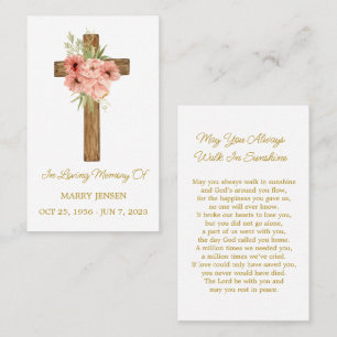 Zinnia Cross Gedenk Funeral Gebetskarte Visitenkarte