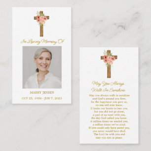 Zinnia Cross Gedenkfoto Trauerkarte Gebet Visitenkarte
