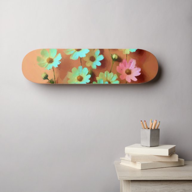 Zinnia Elegans Blume Skateboard (Wandkunst (Horz))