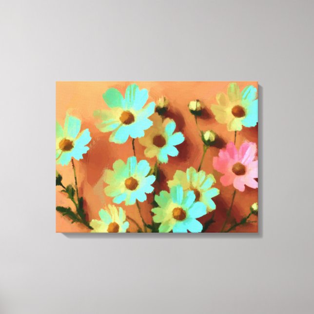 Zinnia Elegans Vibrannt Botanisch Leinwanddruck (Vorderseite)