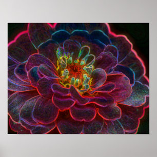 Zinnia Fantasy Abstrakte Blume Art Poster