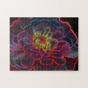 Zinnia Fantasy Abstrakte Blume Art Puzzle