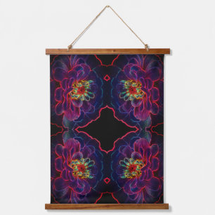 Zinnia Fantasy Abstrakte Blume Art Wandteppich Mit Holzrahmen