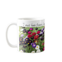 Zinnia-Feld-Blumen-Tasse mit Monet Zitat