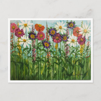 Zinnia, Gänseblümchen, Aster Blumen Postkarte