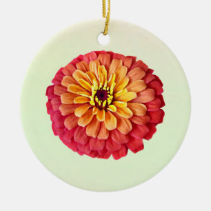Zinnia in Orange-Schatten Keramik Ornament