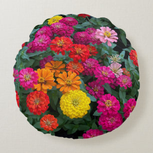 Zinnia Paradise Rundes Kissen