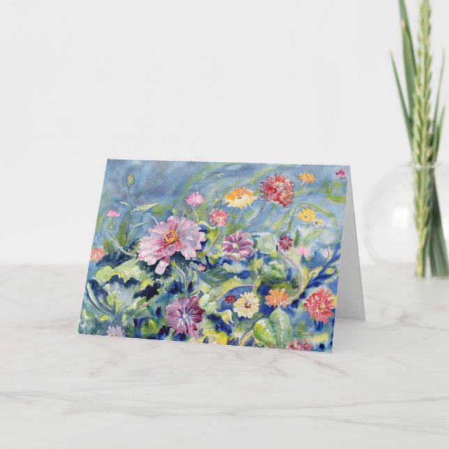 "Zinnia Riot" Blank Notecard Dankeskarte (Vorderseite)