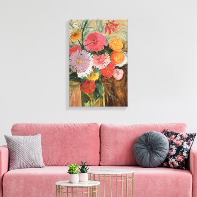 Zinnia und Asters | Tadeusz Makowski Leinwanddruck (Insitu (Wohnzimmer))