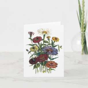 Zinnias-Aquarell-Raum-Anmerkungs-Karte Karte
