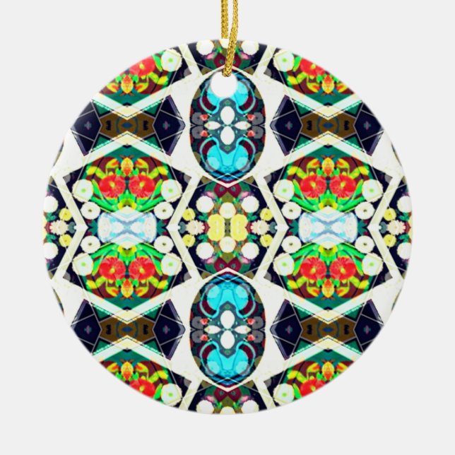 Zinnias Blue Keramik Ornament (Vorne)