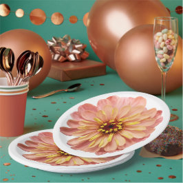 Zinnias Blume Naturfotografie Papier Pla Pappteller