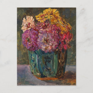 Zinnias in einem grünen Jar   Floris Verster Postkarte