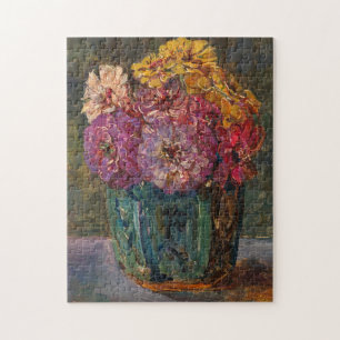 Zinnias in einem grünen Jar   Floris Verster Puzzle