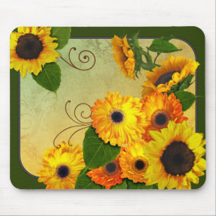 Zinnias- und SonnenblumeMausunterlage Mousepad