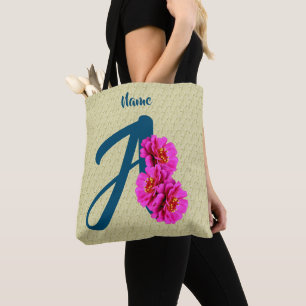 Zinnien Blumen Monogramm Initiale A Personalisiert
