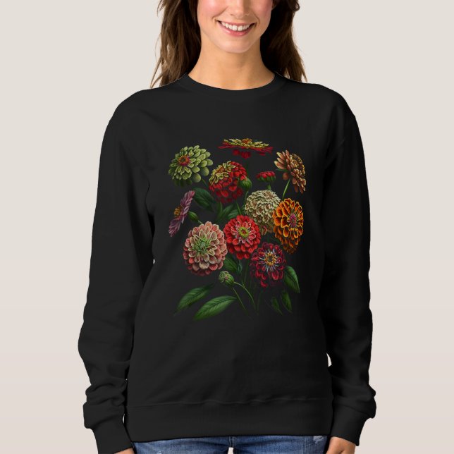 Zinnien Blumenstrauß Design Sweatshirt (Vorderseite)