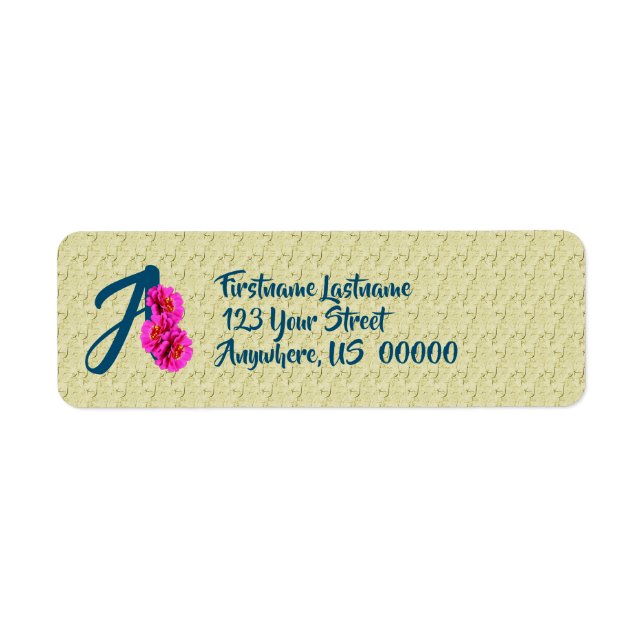 Zinnienblumen-Monogramm Initiale A Adresse (Vorne)