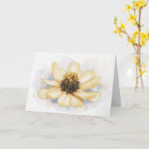 Zinnienblüten-Kunstnotizkarte in blassem Gelb