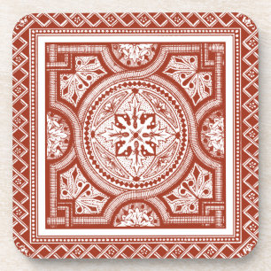 Zinnober Woodblock IV Getränkeuntersetzer