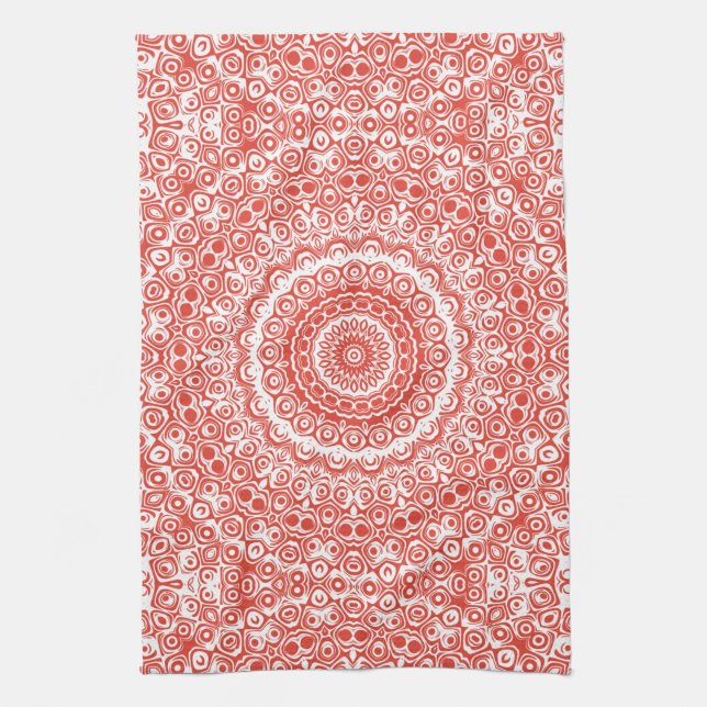 Zinnoberrotes Mandala-Muster Geschirrtuch (Vertikal)