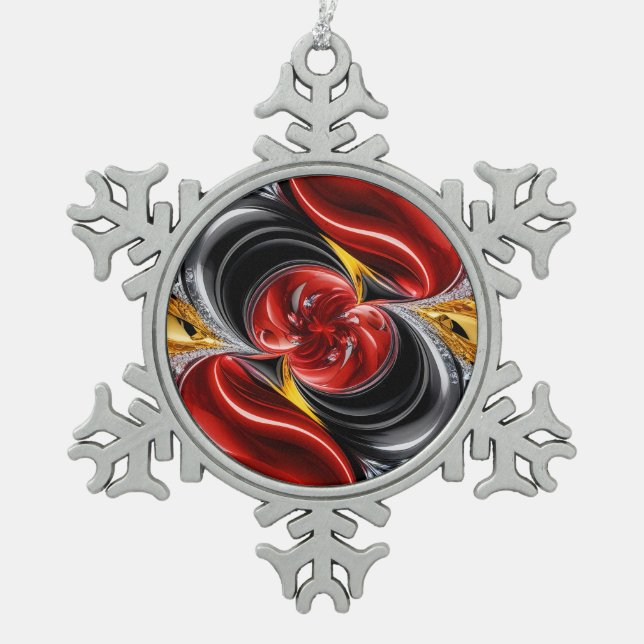 Zinnschneeflocken mit deutschen Farben Schneeflocken Zinn-Ornament (Vorderseite)