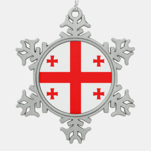 Zinnschneeflocken mit georgischer Flagge Schneeflocken Zinn-Ornament
