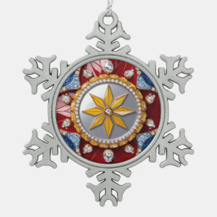 Zinnschneeflocken mit kolumbianischen Farben Schneeflocken Zinn-Ornament