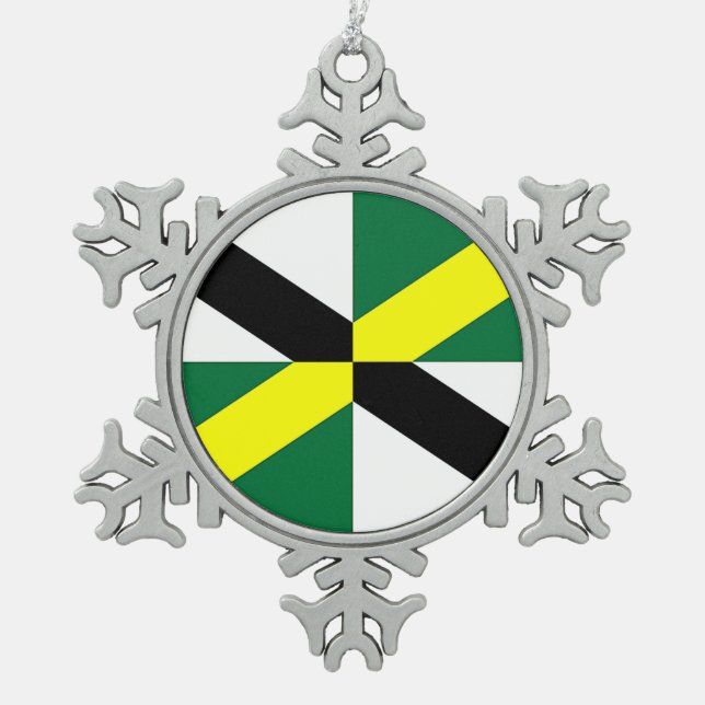 Zinnschneeflocken mit Monterey Flag Schneeflocken Zinn-Ornament (Vorderseite)