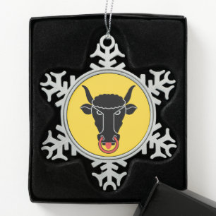 Zinnschneekristall-Ornament mit Uri-Flagge Schneeflocken Zinn-Ornament
